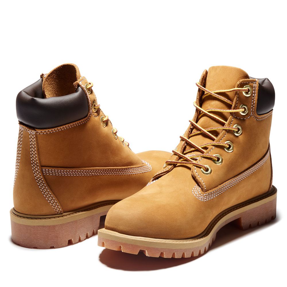 Timberland 6-Inch Μποτακια Παιδικα Καφε - Junior Premium Waterproof - Greece 3942605-RH